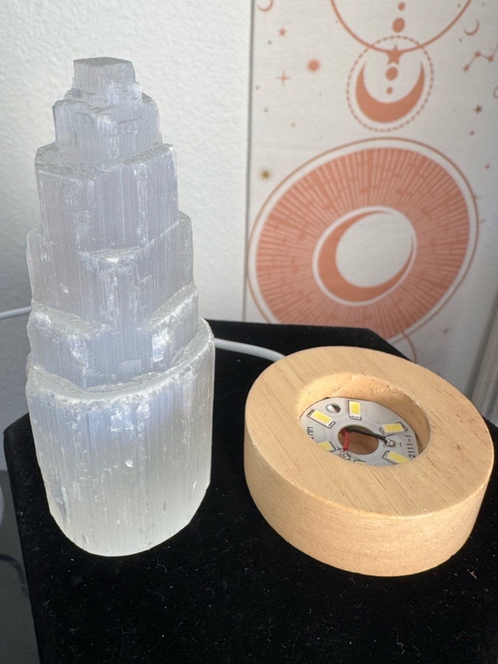 Selenite Tower With Light Base - Picture 3 of 5